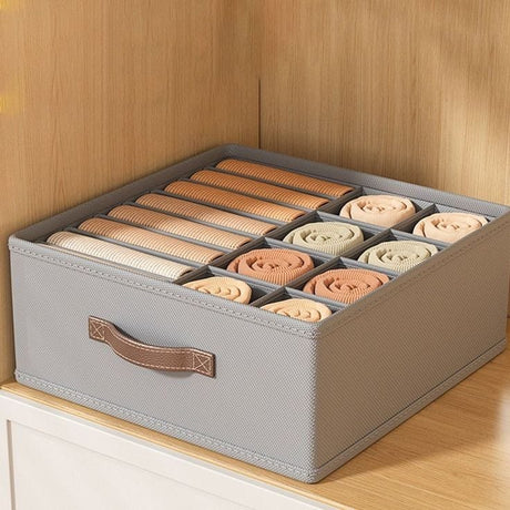 Partitioned Closet Organizer | Foldable Storage Box for T-Shirts, Leggings, Socks, and More | 44cm x 47cm x 20cm- Furaha Finds Kenya