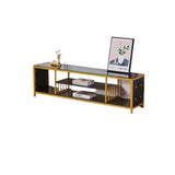 High Quality Marble Effect Wooden TV Stand | Sleek White & Black TV Cabinet | Ideal For Placing Your Tv, Media Players, & Decor Items