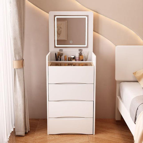 Furaha Finds European luxury dresser with inbuilt light and stool. High-quality MDF vanity table with a unique design perfect for modern bedrooms and dressing areas