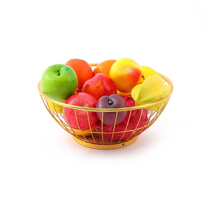 Gold Fruit Bowl with Bamboo Base- Furaha Finds Kenya