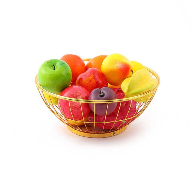 Gold Fruit Bowl with Bamboo Base- Furaha Finds Kenya