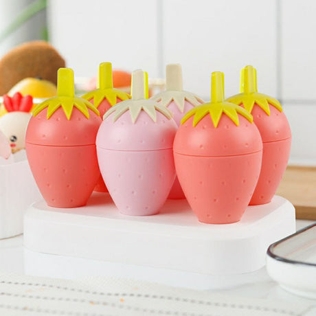 6 Grids Strawberry Ice Cream Popsicle Mold Durable Popsicle Maker for Ice Cream Pudding & Candy (15.6 x 11 x 10.6 cm)- Furaha Finds Kenya