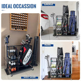 Golf Bag & Equipment Storage Organizer Rack | Black Steel, 95.5x40.6x93.6cm.- Furaha Finds Kenya