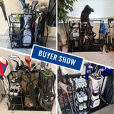 Golf Bag & Equipment Storage Organizer Rack | Black Steel, 95.5x40.6x93.6cm.- Furaha Finds Kenya