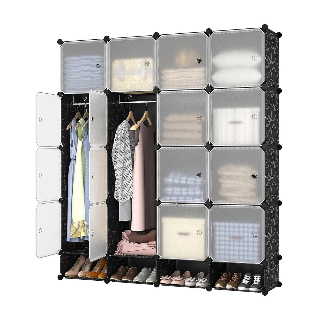 4 Column Plastic Wardrobe |  156cm (Height) x 39cm (Width) x 183cm (Length)