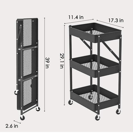 Foldable Trolley Cart with Wheels & Handle Portable, Heavy Duty Folding Cart for Easy Transport and Storage