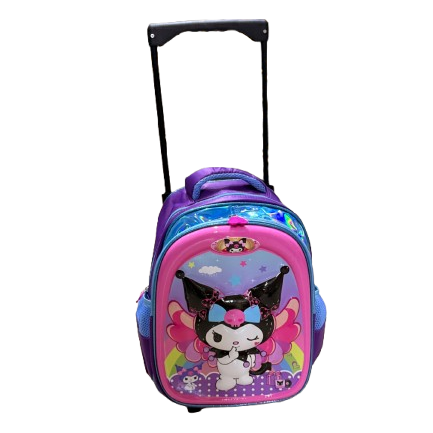 Kids' Trolley Backpack - Cute Cartoon Character with Smooth Wheels PP1-Grade 2