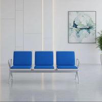 3-Seater Waiting Chair - Blue Cushioned Reception Seating Home & Garden Table & Bar Stools