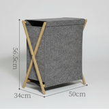 Foldable Laundry Hamper with Cover Lid - Large Capacity with Bamboo Stand