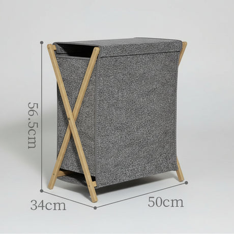 Foldable Laundry Hamper with Cover Lid - Large Capacity with Bamboo Stand