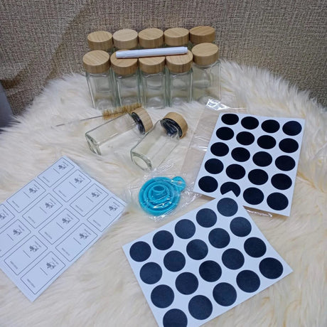 18PCS Glass Storage Jars Set - 12 Jars with Funnel, Pen, Stickers & Brush Home & Garden Food Storage Containers