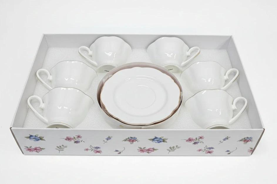 12pcs European Tea Set - 6 Cups & 6 Saucers Kitchenware Tea Sets