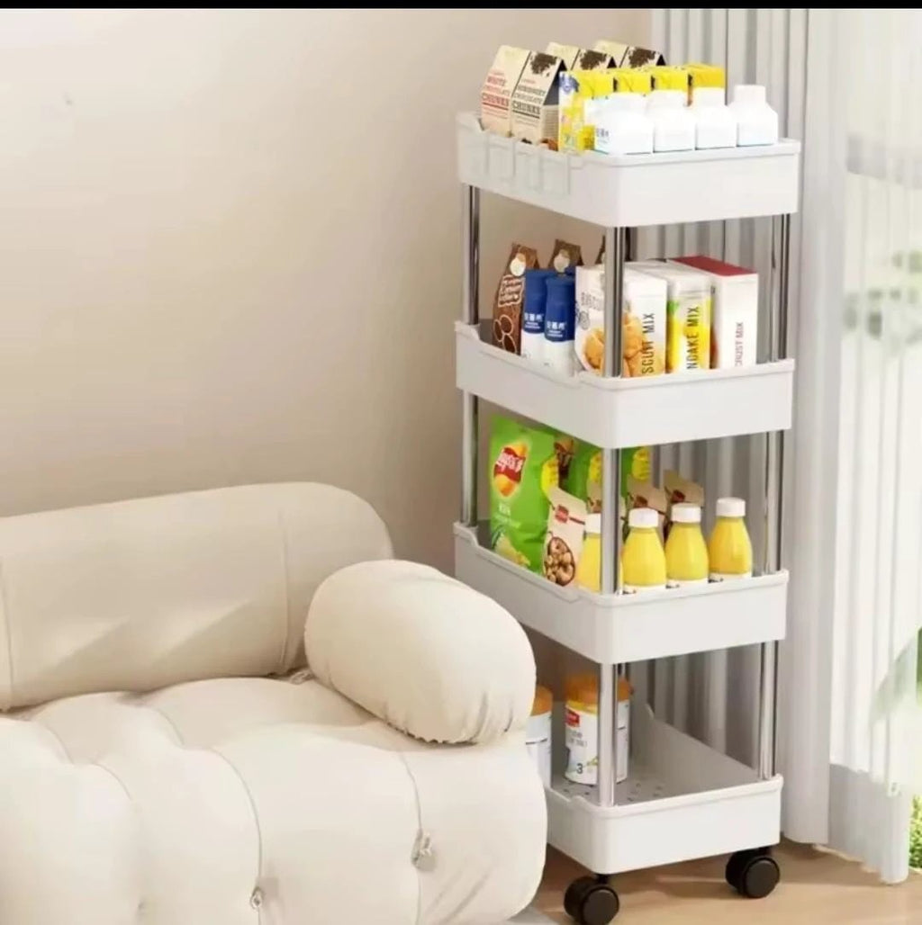 4 Tier Multipurpose Storage Rack with Wheels Home & Garden Carts
