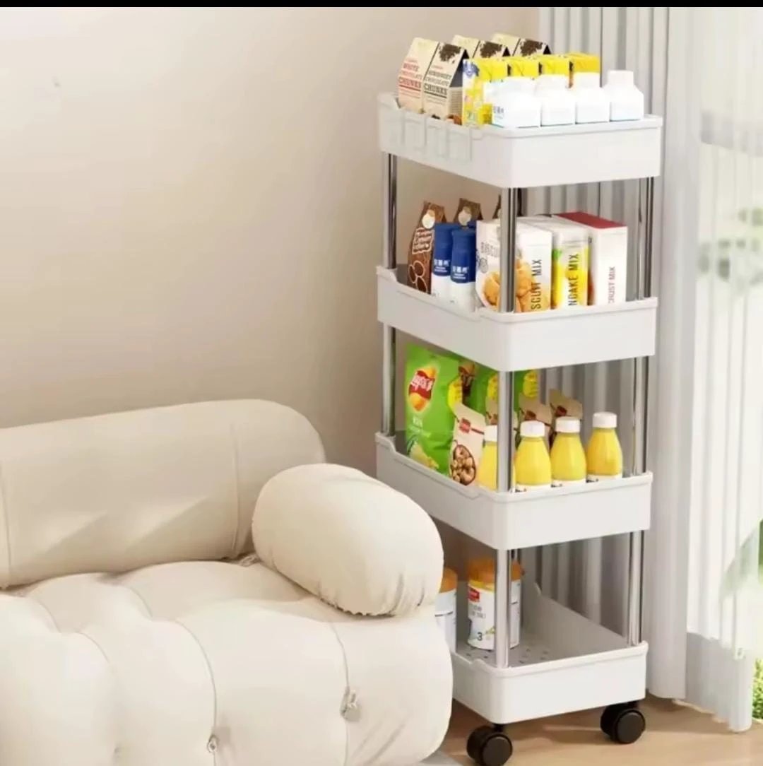 4 Tier Multipurpose Storage Rack with Wheels Home & Garden Carts