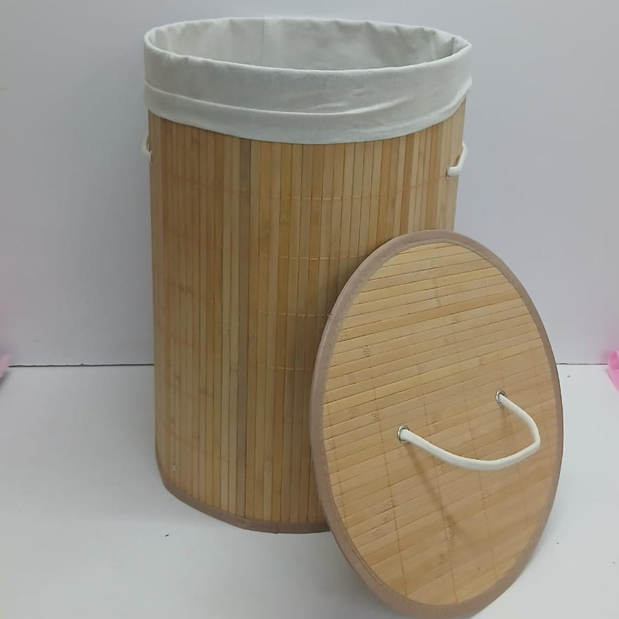 Foldable Large Capacity Bamboo Laundry Basket - Natural Wood Storage