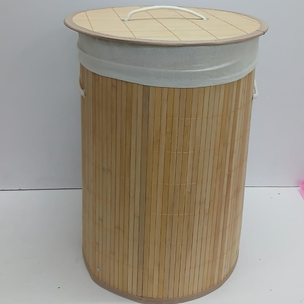 Foldable Large Capacity Bamboo Laundry Basket - Natural Wood Storage