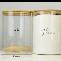 3.2 Liters Borosilicate Glass Storage Jar with Airtight Bamboo Lid Kitchenware Food Storage Containers