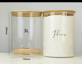 3.2 Liters Borosilicate Glass Storage Jar with Airtight Bamboo Lid Kitchenware Food Storage Containers