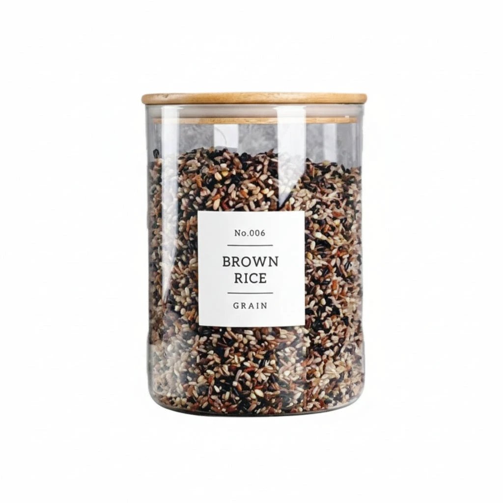 3.2 Liters Borosilicate Glass Storage Jar with Airtight Bamboo Lid Kitchenware Food Storage Containers