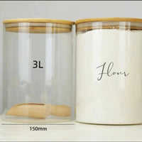 3.2 Liters Borosilicate Glass Storage Jar with Airtight Bamboo Lid Kitchenware Food Storage Containers