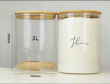 3.2 Liters Borosilicate Glass Storage Jar with Airtight Bamboo Lid Kitchenware Food Storage Containers