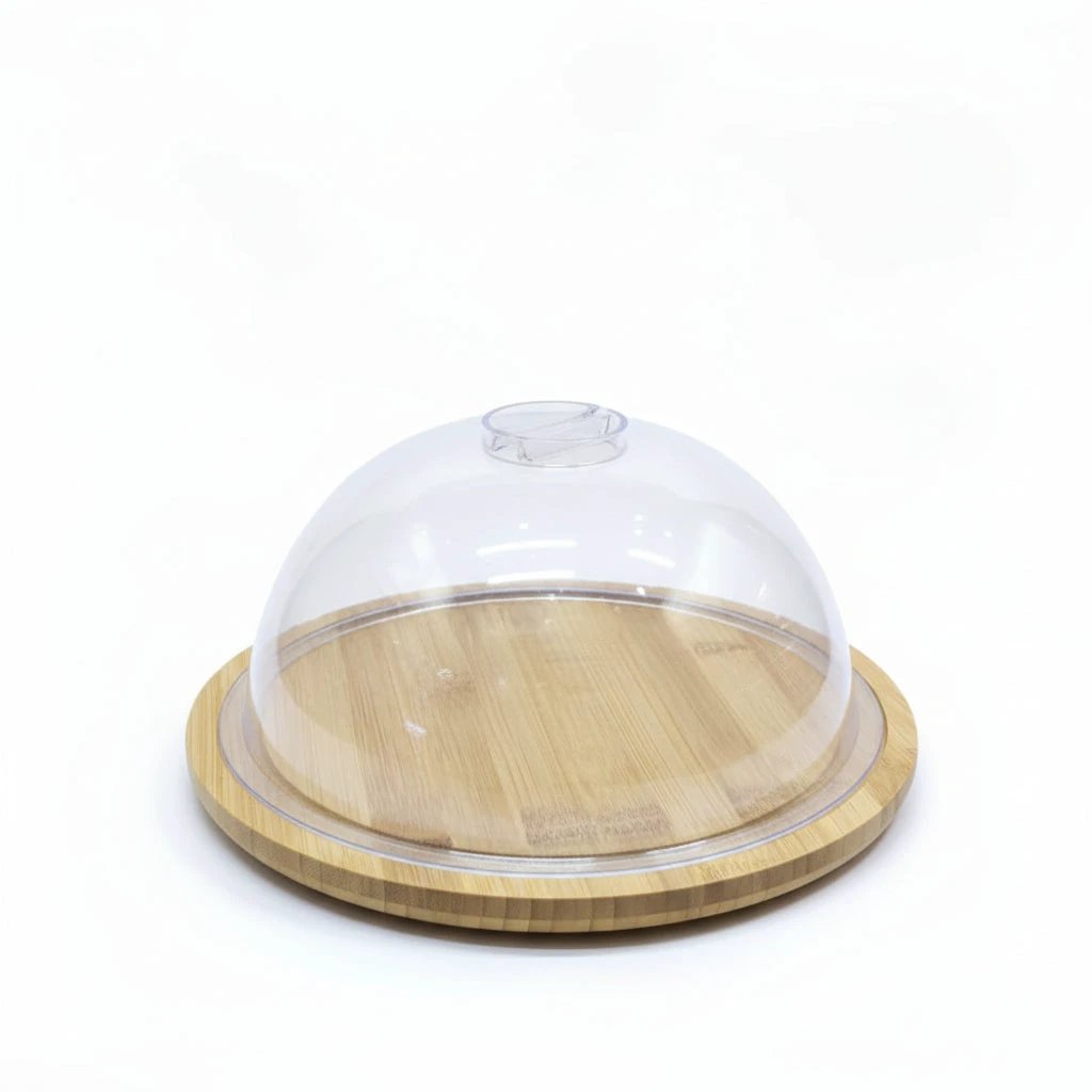 Rectangle Bamboo Food Tray with Acrylic Lid – 28cm Kitchenware Serving Trays