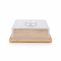Rectangle Bamboo Food Tray with Acrylic Lid – 28cm Kitchenware Serving Trays