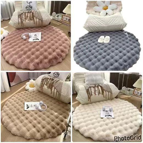 Fluffy Round Plush Rug - 60cm Ultra Soft Shaggy Carpet Home & Garden Rugs