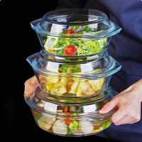 3 Pcs Set High Borosilicate Glass Casserole with Lid Kitchen & Dining Casserole Dishes