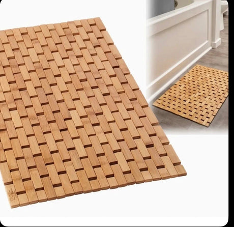 Bath Mat - Bamboo Wood 40x60cm Bathroom & Kitchen Rug Home Decor Bath Mats & Rugs