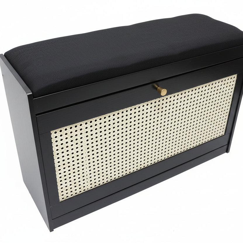 Wooden Stool with Bucket Flip Shoe Cabinet