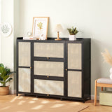 26 Pairs Wooden Bamboo Shoe Cabinet - Black & Brown