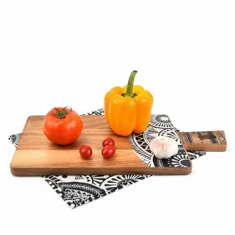 Nordic Style UV Printed Acacia Wood Cutting Chopping Serving Charcuterie Board with Handle Kitchen Decor Kitchen & Dining Cutting Boards