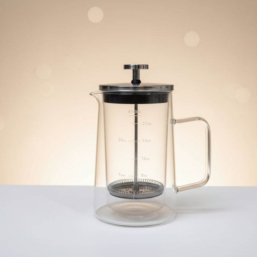 Double Walled Borosilicate French Press Coffee Maker 650ml Heat Resistant