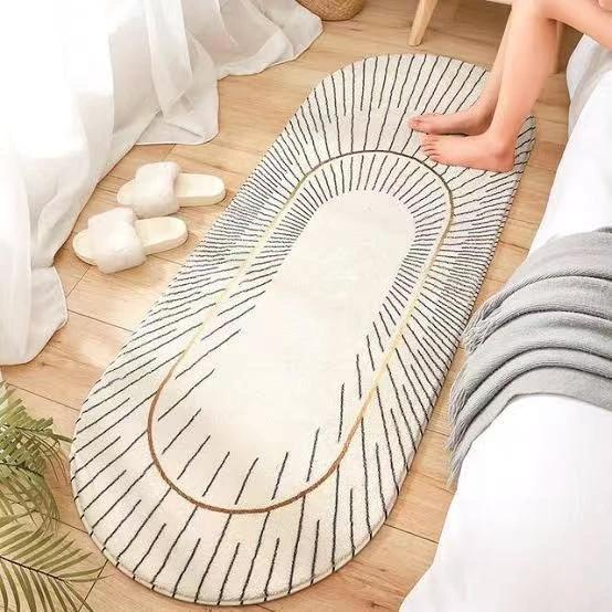Warm Soft Oval Bedside Mat 60x180cm Easy Clean Bedroom Living Room Floor Rug Home & Garden Rugs