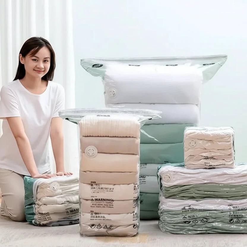 Vacuum Storage Bags 4 Piece Set No Pump Needed Space Saver Compression Bags Home & Garden Household Storage Bags