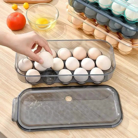 Egg Storage Box Transparent Stackable Refrigerator Holder 16 Eggs with Lid Kitchen & Dining Food Storage Containers