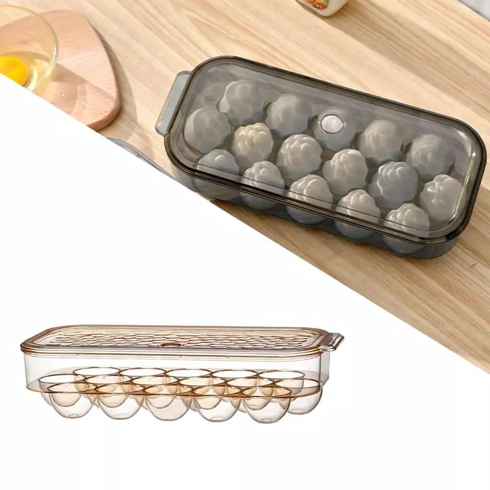 Egg Storage Box Transparent Stackable Refrigerator Holder 16 Eggs with Lid Kitchen & Dining Food Storage Containers