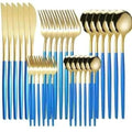 24 Piece Gold Slim Cutlery Set Kitchen & Dining Flatware Sets