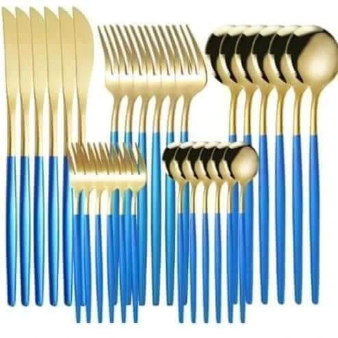24 Piece Gold Slim Cutlery Set Kitchen & Dining Flatware Sets