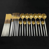 24 Piece Gold Slim Cutlery Set Kitchen & Dining Flatware Sets