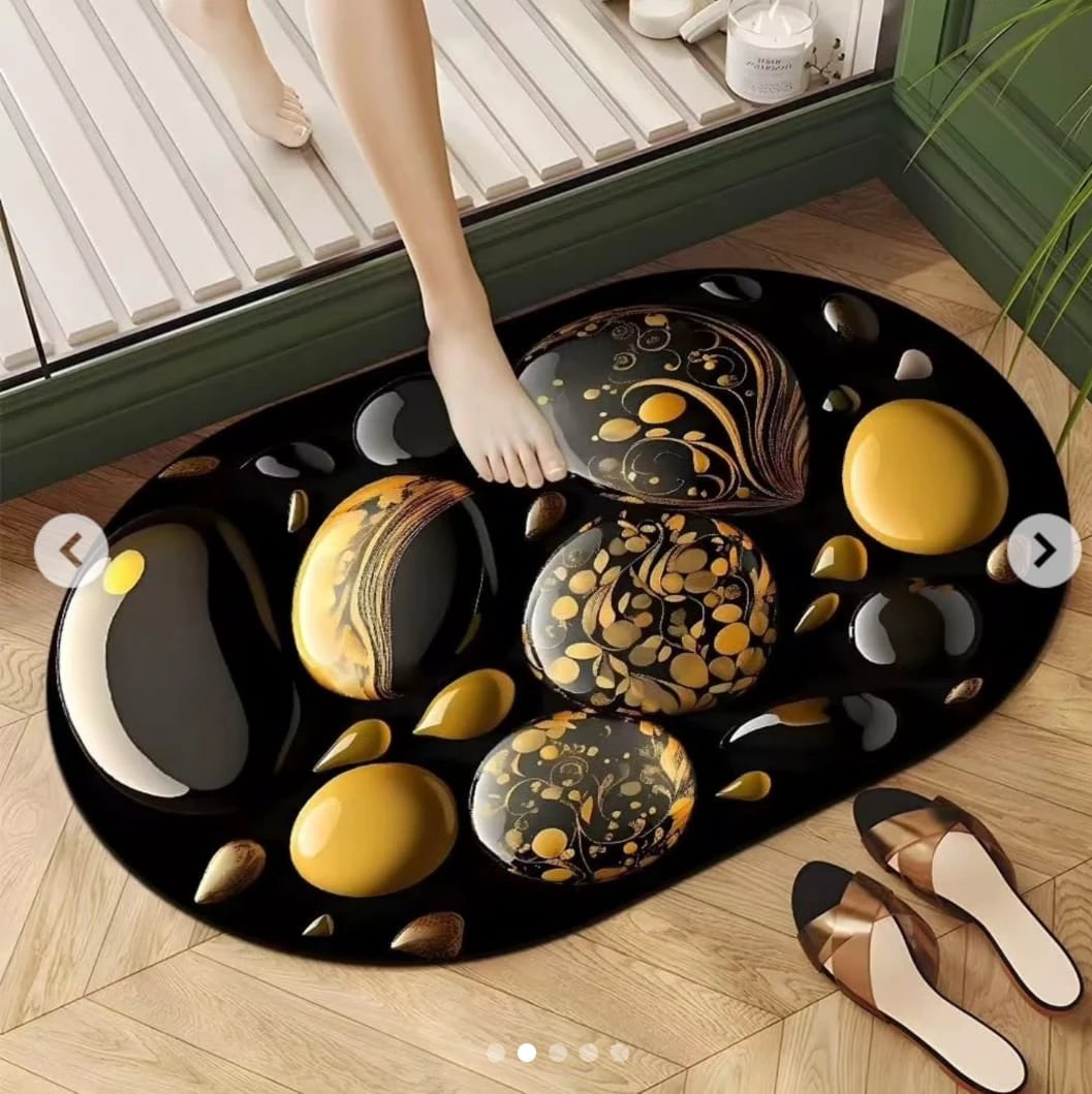 Super Absorbent Non-Slip Oval Bathroom Mat 48x78cm Large Rubber Backed Bath Rug Home & Garden Bath Mats & Rugs