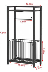 Black Metal Toilet Paper Holder with Storage Shelf Wall-Mounted Home & Garden Toilet Paper Holders