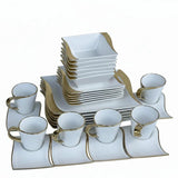 Gold Unique 30-Piece Dinner Set 6 Plates 6 Side Plates 6 Bowls 6 Cups 6 Saucers Kitchen & Dining Dinnerware Sets