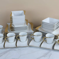 Gold Unique 30-Piece Dinner Set 6 Plates 6 Side Plates 6 Bowls 6 Cups 6 Saucers Kitchen & Dining Dinnerware Sets