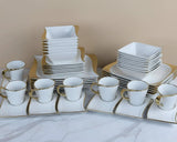 Gold Unique 30-Piece Dinner Set 6 Plates 6 Side Plates 6 Bowls 6 Cups 6 Saucers Kitchen & Dining Dinnerware Sets