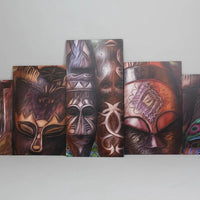 5-Piece Egyptian Wooden Wall Art 150x60cm Canvas Print Set Home & Garden Visual Artwork