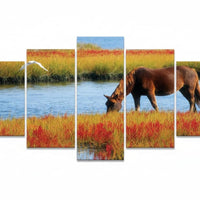 5-Piece Egyptian Wooden Wall Art 150x60cm Canvas Print Set Home & Garden Visual Artwork
