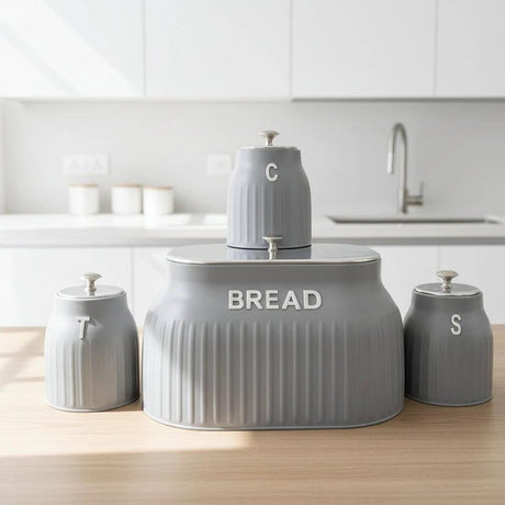 Elegant Bread Storage Bin with 3pcs Canisters Set Kitchen & Dining Bread Boxes & Bags