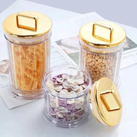3-Piece Luxury Golden Acrylic Kitchen Canister Storage Jar Set Tea Sugar Coffee Cereal Kitchen & Dining Food Storage Containers